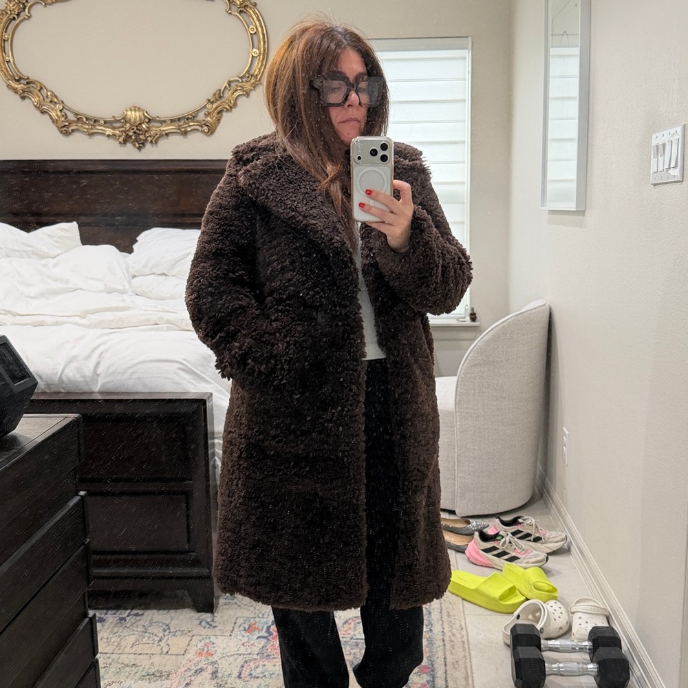 Banana Republic 🐻Teddy Coat Dark Brown Small EUC❤️ - Picture 3 of 16
